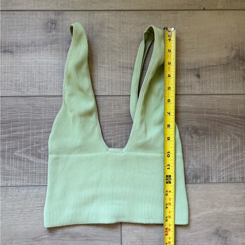 Intimately Free People Deep V-Neck Mint Green Ribbed Brami Tank - Picture 2 of 5